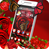 红玫瑰蝴蝶鲜花主题和壁纸 图标