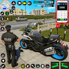 警察摩托自行车追逐犯罪 图标