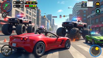 警察のモンスタートラックの車のゲーム スクリーンショット 1
