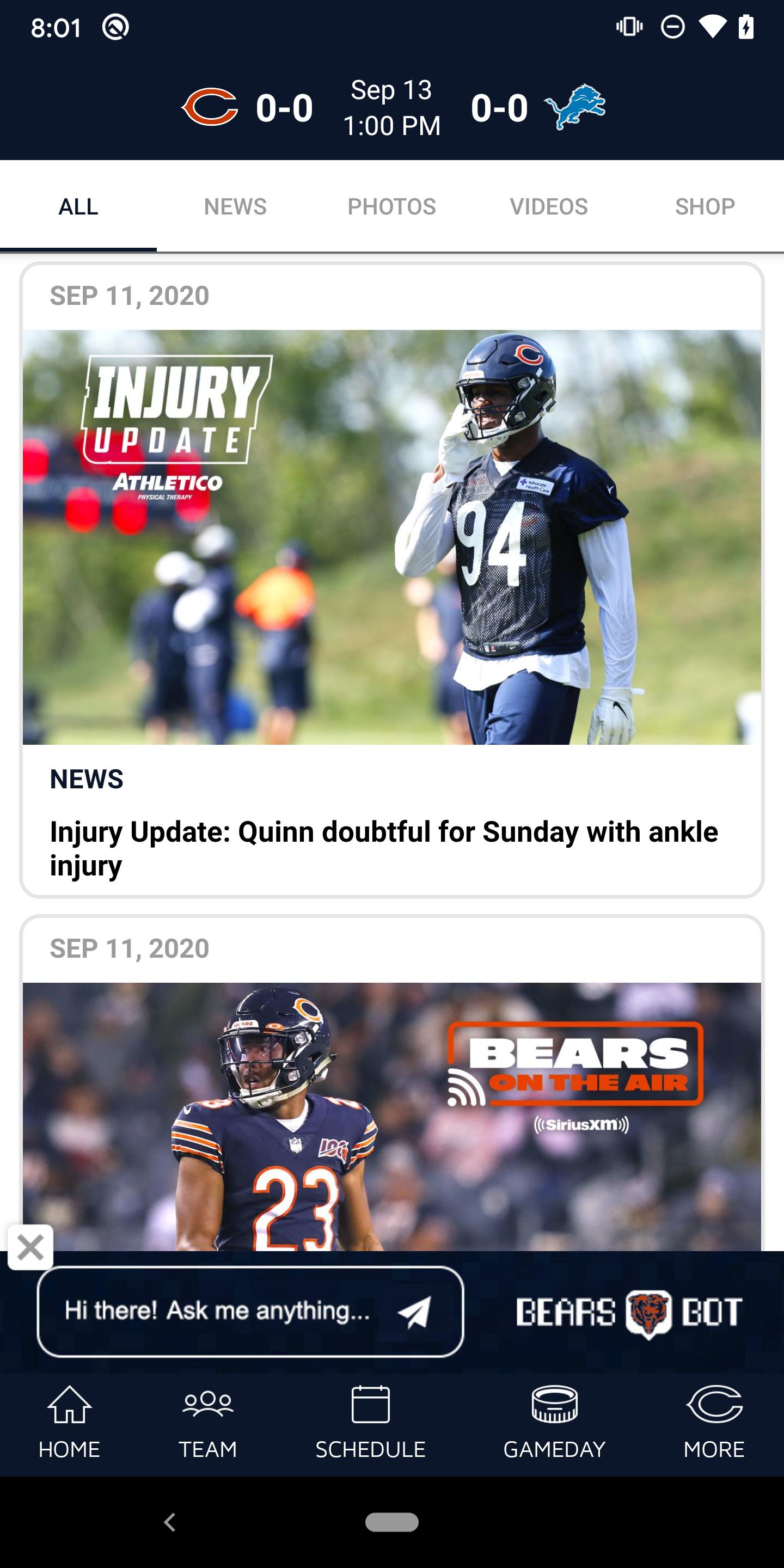 Chicago Bears Official App For Android Apk Download - roblox football packers vs. bears