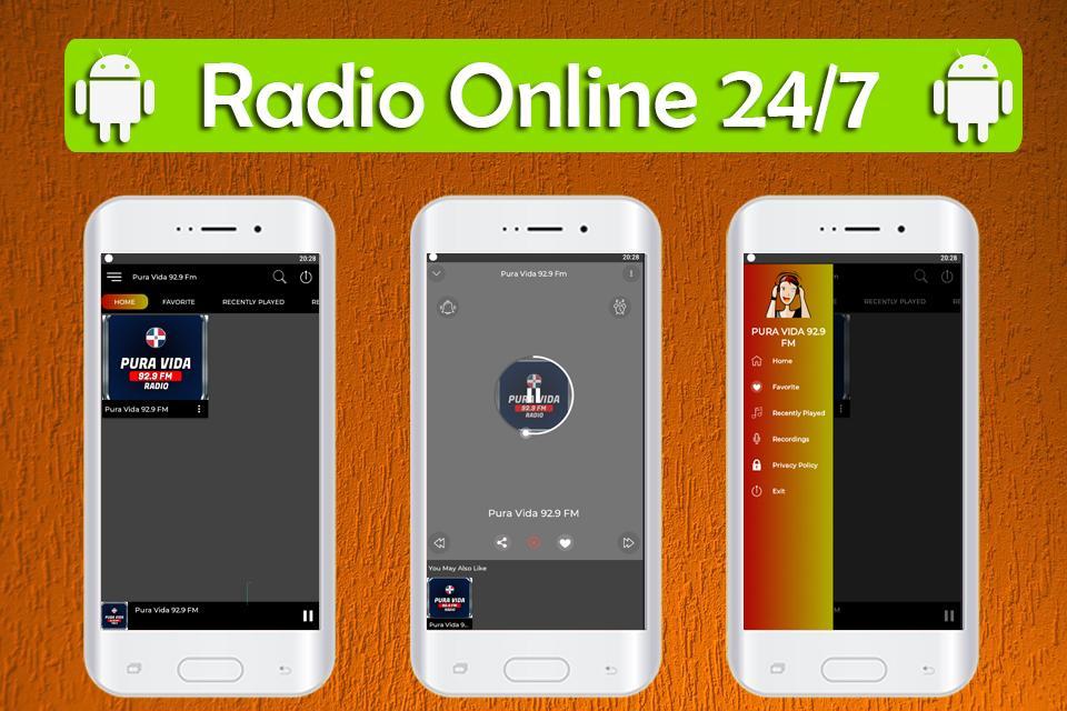 Pura Vida 92.9 Fm Radio Dominicana 92.9 NO OFICIAL APK pour Android  Télécharger