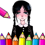 Wednesday Addams Coloring Page icône