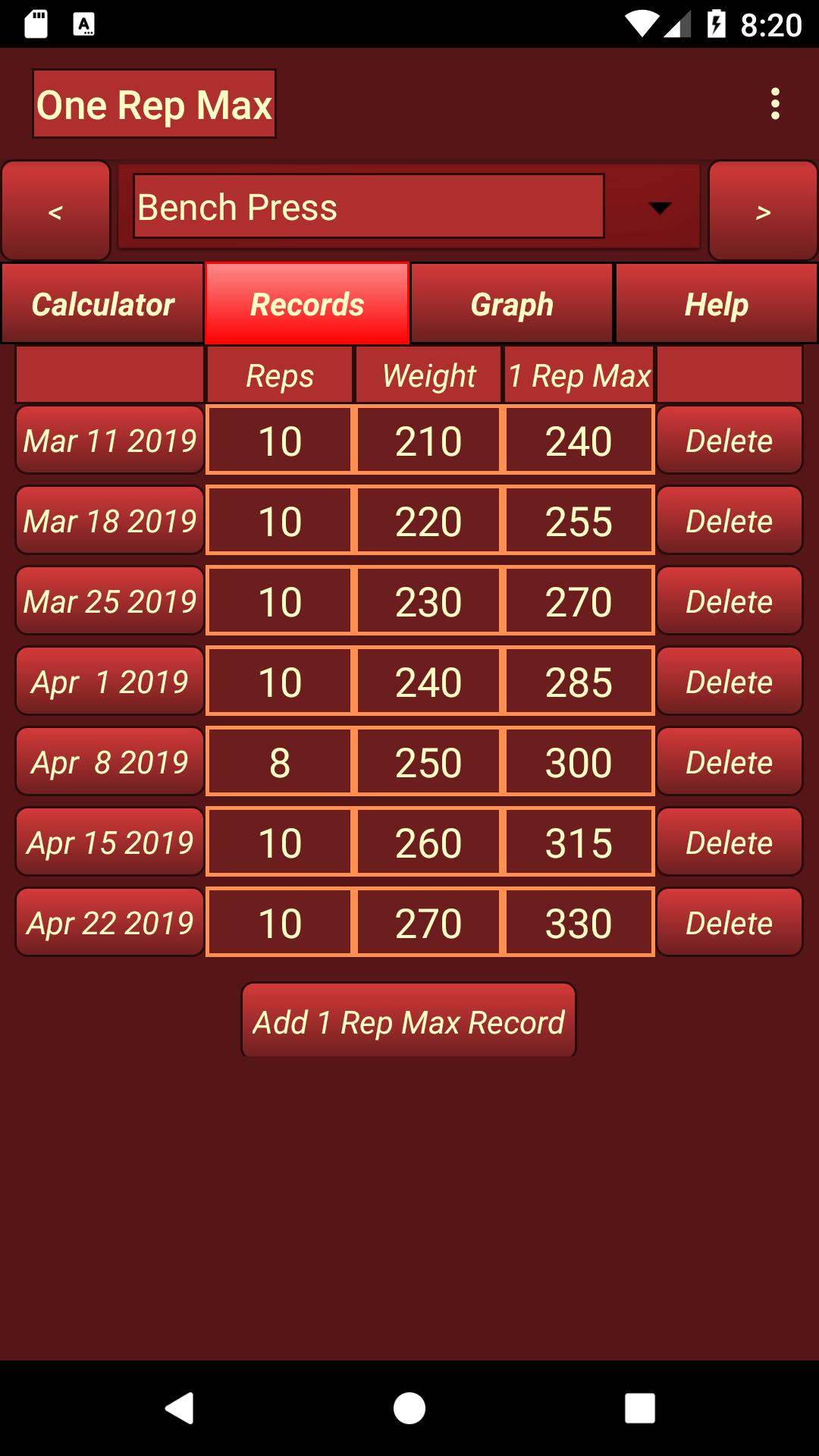 One Rep Max Calculator For Android Apk Download