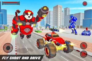 Flying Police Panda Transform Robot Shooting Game تصوير الشاشة 1
