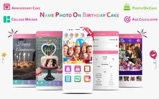 Birthday Cake Editor with Name & Photo Frames 2020 پوسٹر