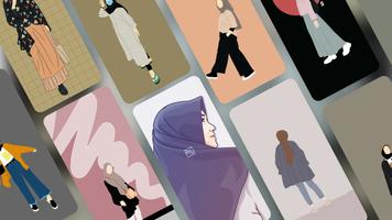 Hijab Cartoon Wallpaper poster