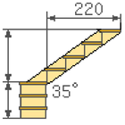 Staircase with a 90 degrees icône