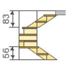 Stairs to 180 ° rotary stages icon