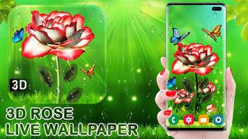 rose live wallpaper effets 3D Affiche