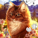 Cat Color by Number Paint Game