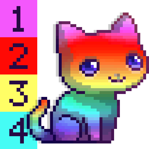 Cat Color By Number: Pixel Art Cat