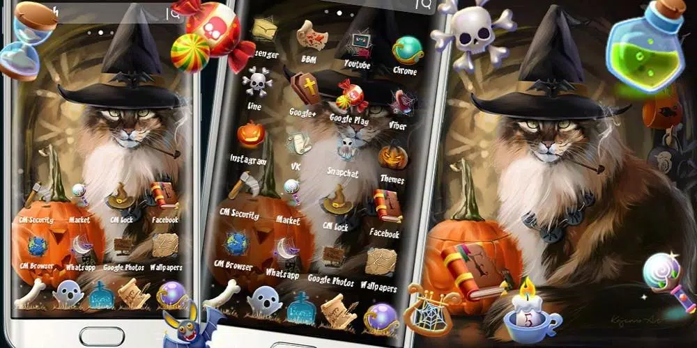 Descarga de APK de Tema del gato de Halloween para Android Descarga de APK de Tema del gato de Halloween para Android