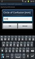 Vink DOF Calculator تصوير الشاشة 1