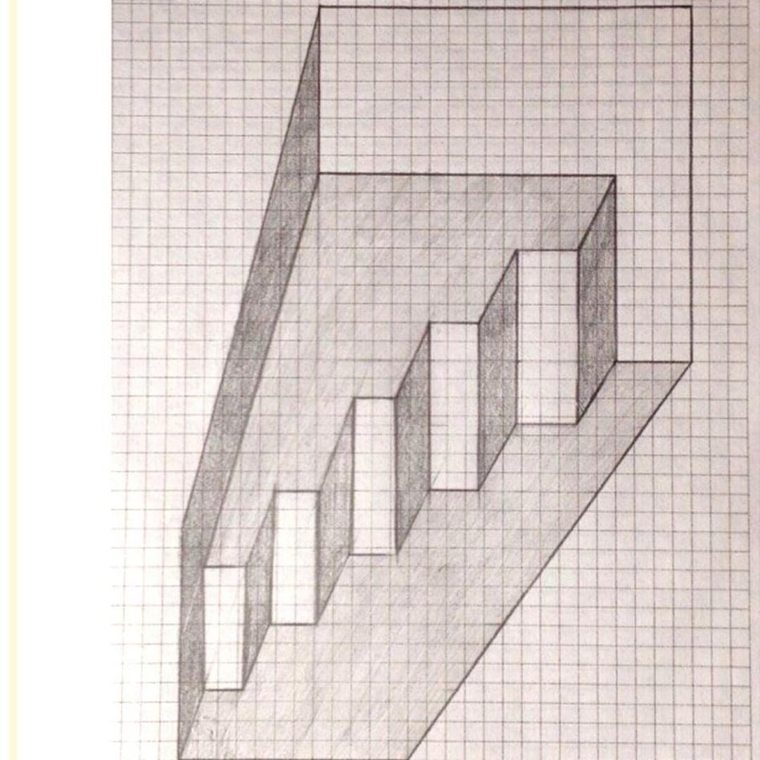 Рисунки 3 д в тетради в клеточку