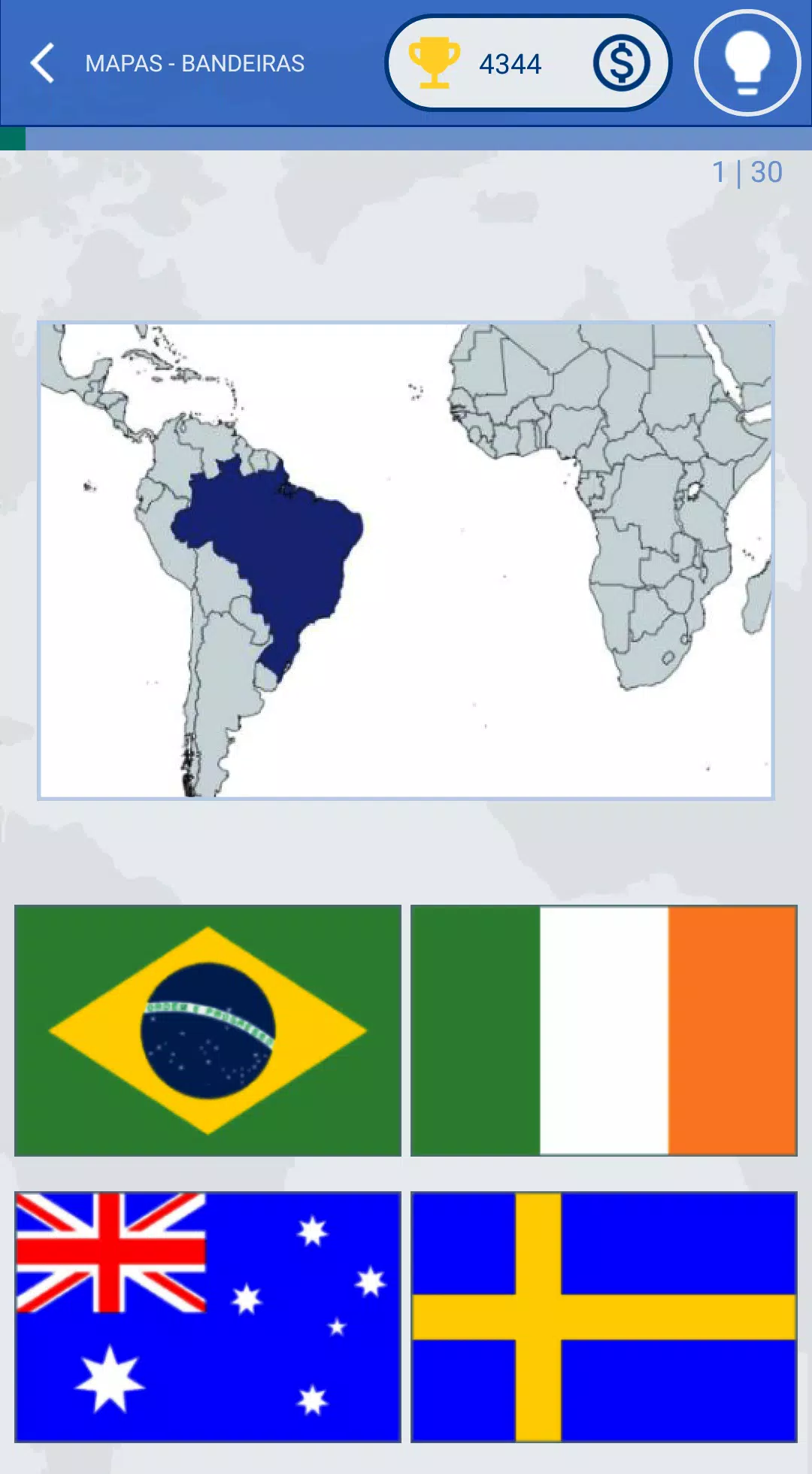 Quiz Geografia Bandeiras Continente Americano - Desafio 1 