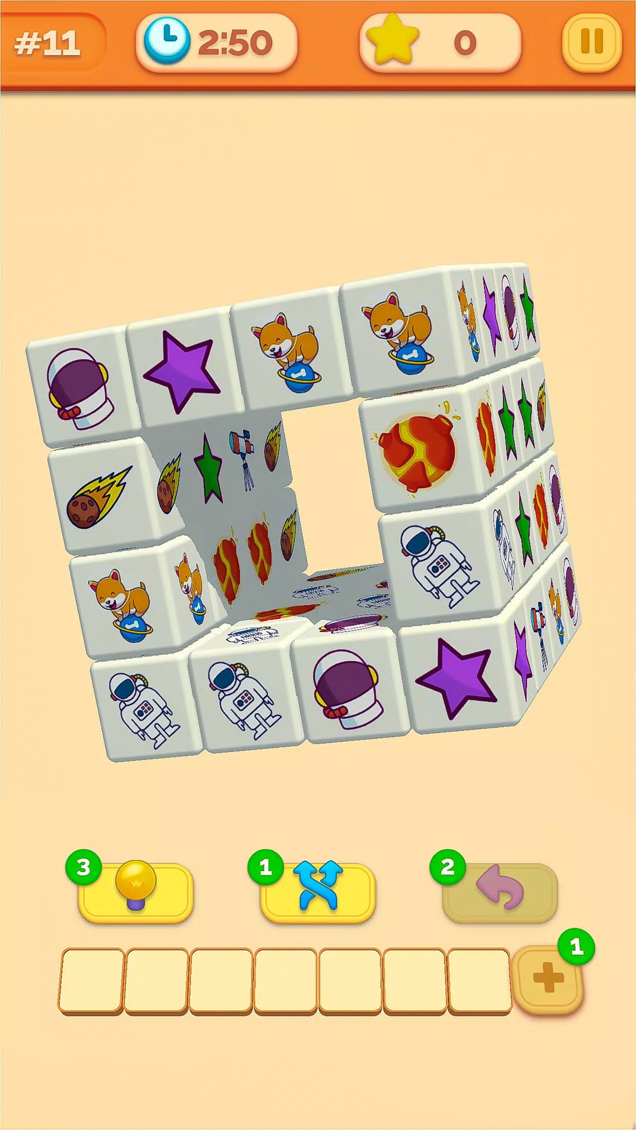 立方体消消乐3D:动态砖块配对