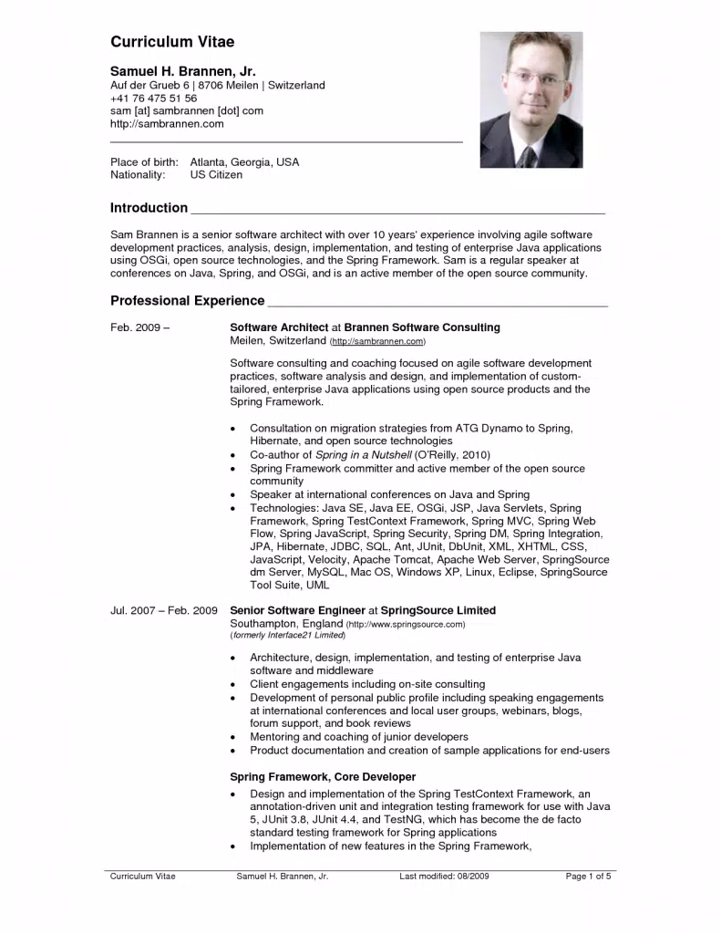 Example cv Resume Examples