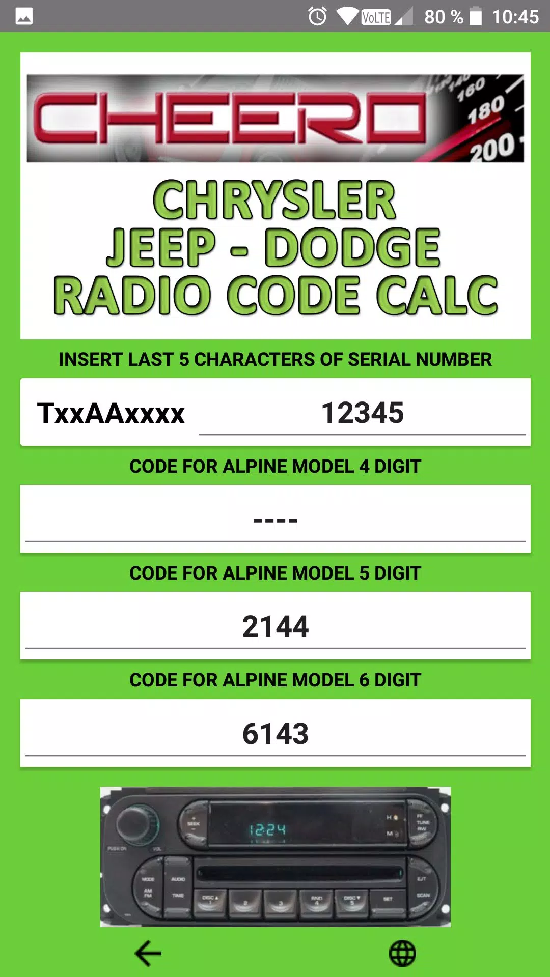 RADIO CODE for CHRYSLER JEEP Latest Version 7.0.4 for Android
