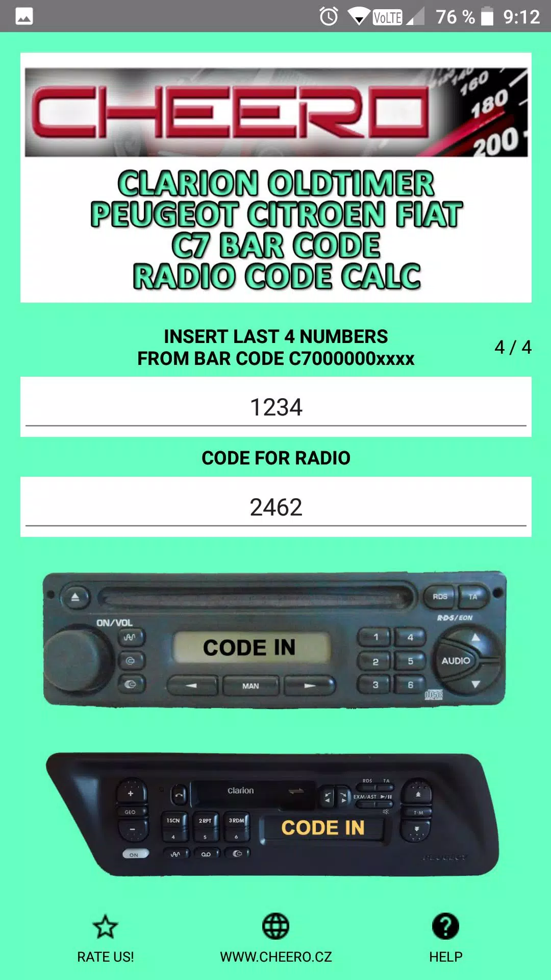 RADIO CODE for CLARION PU-2294 Latest Version 3.0.2 for Android