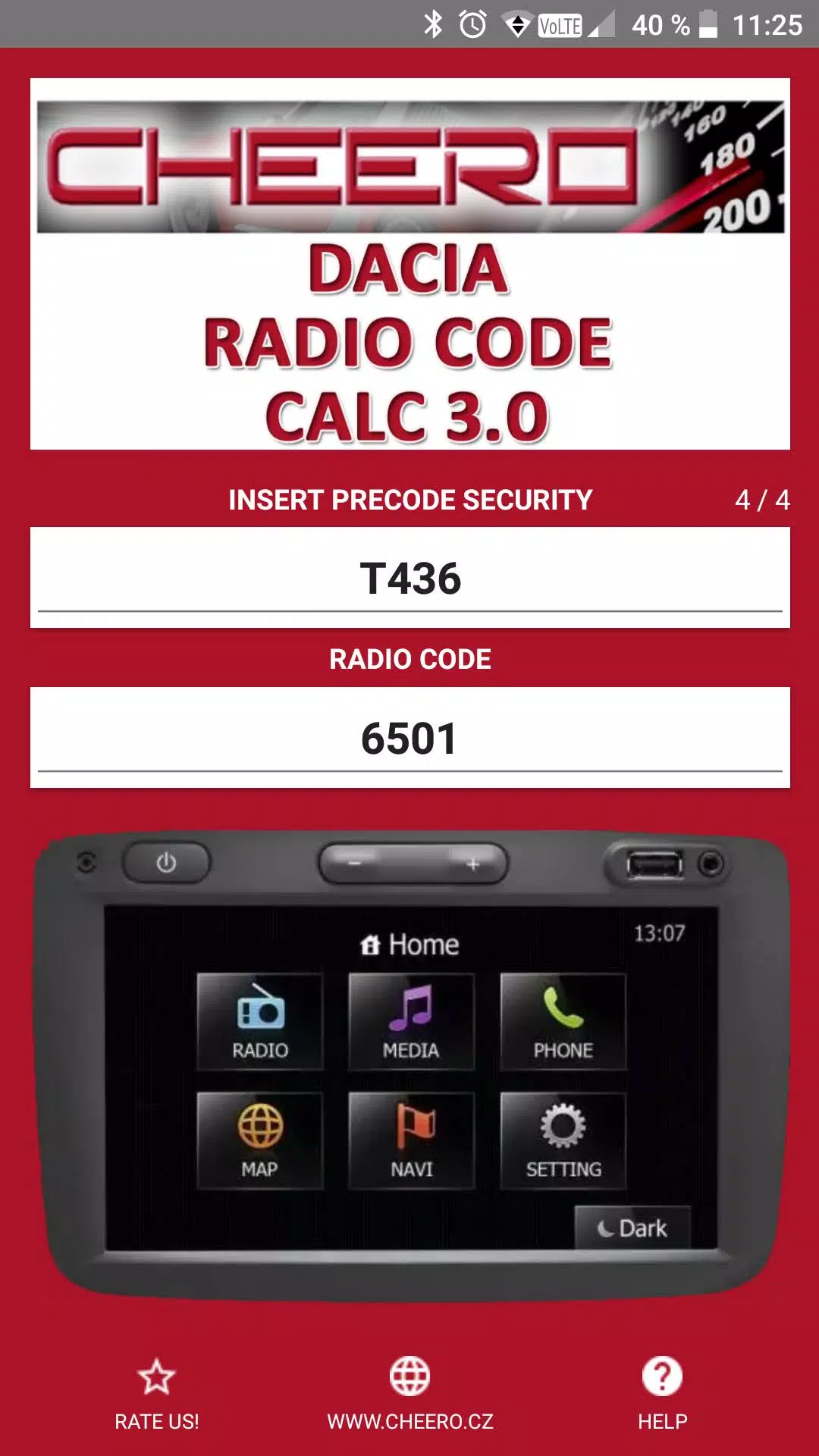 RADIO CODE for DACIA Latest Version  for Android