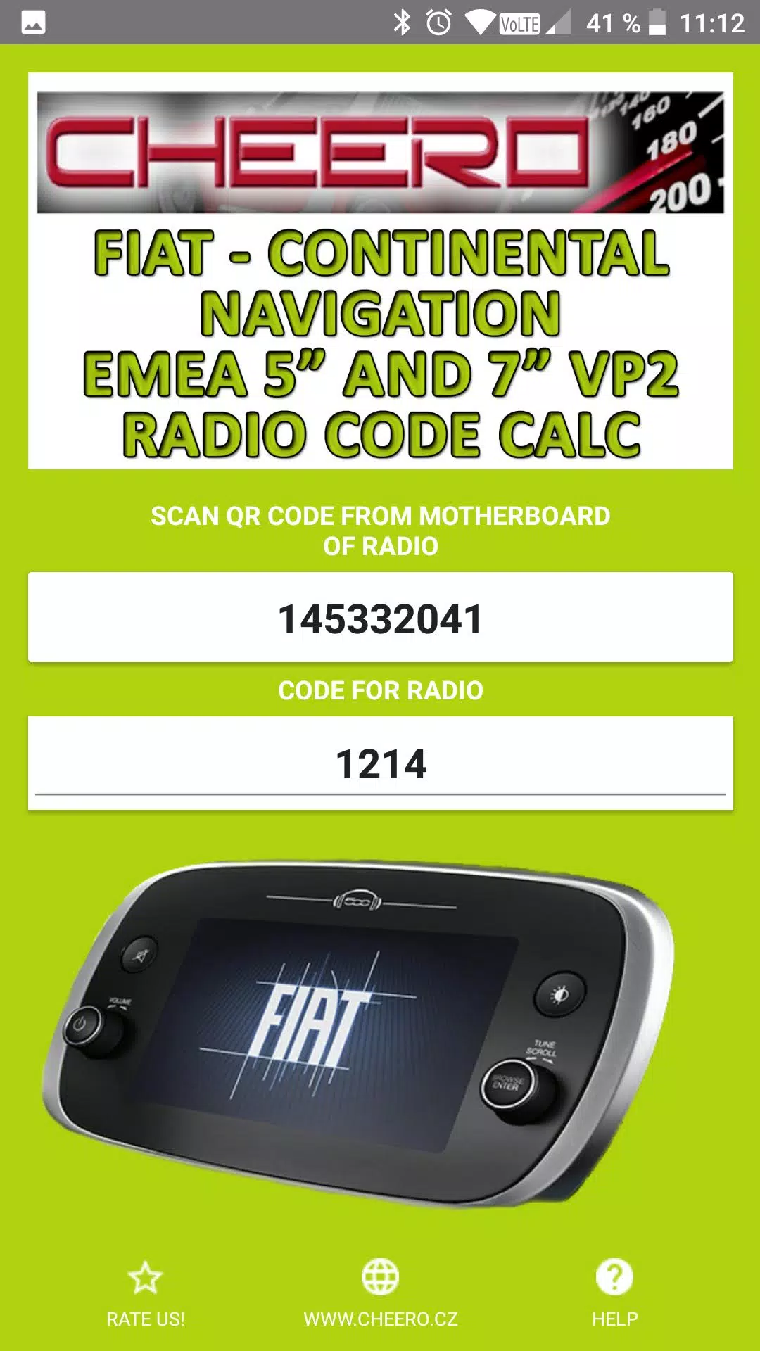 RADIO CODE for FIAT EMEA VP2 Latest Version 3.0.3 for Android