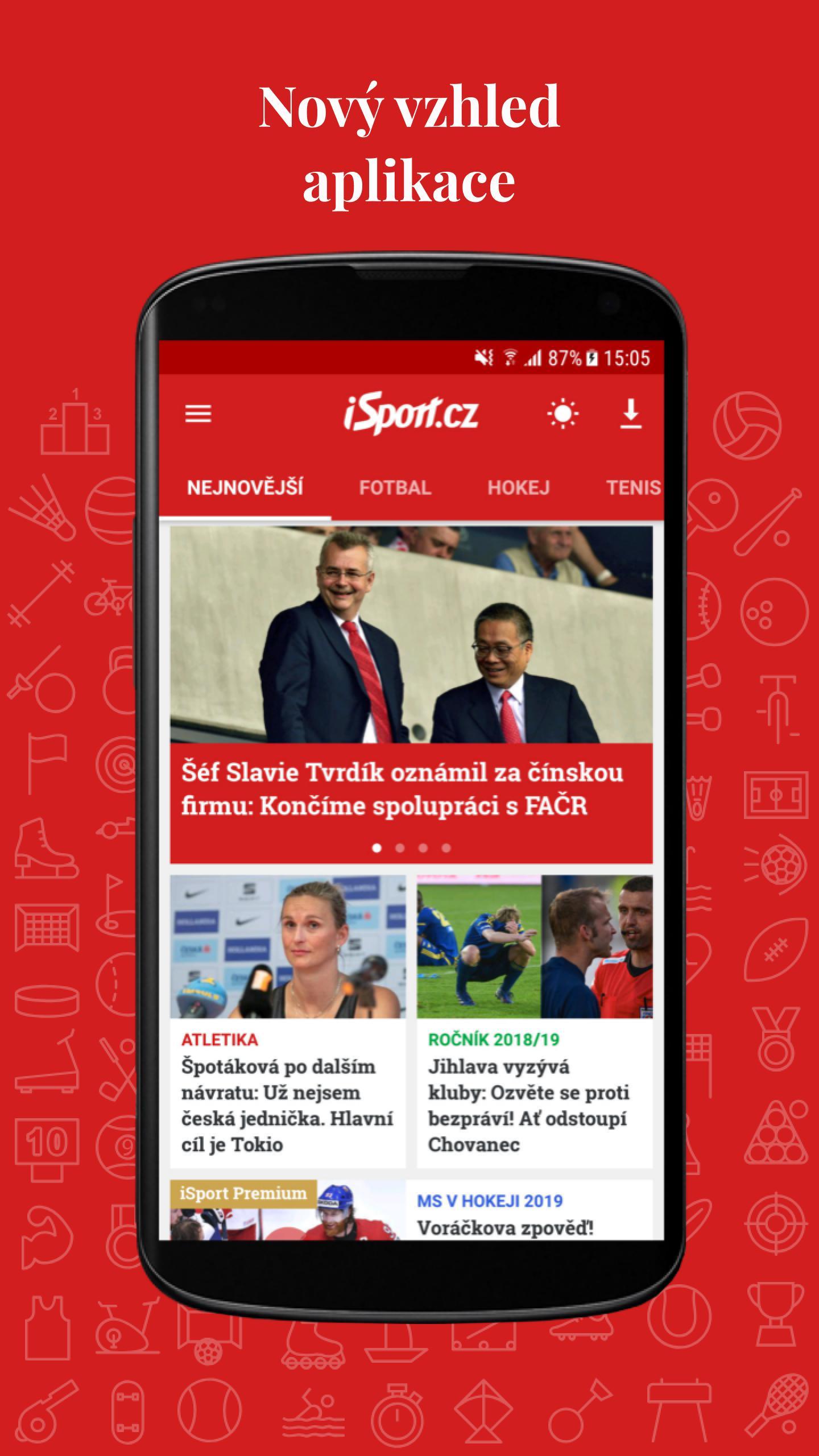 iSport.cz: sportovní zprávy, fotbal, hokej, tenis für Android - APK  herunterladen