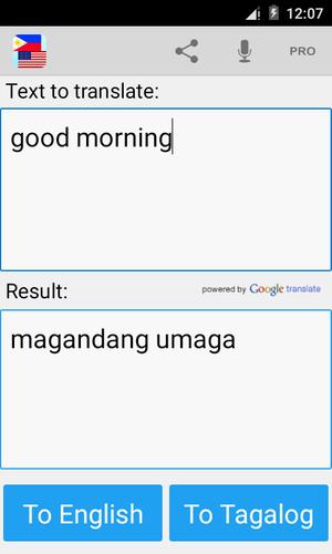 Translate to tagalog