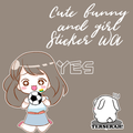 Sticker Cute Bunny and Girl WAStickerApps
