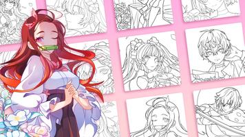 Permainan mewarnai anime art poster
