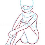 Anime girl sitting pose icône