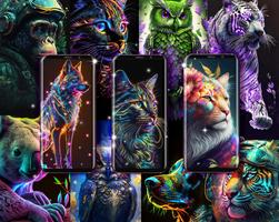 AI wallpapers neon animals Affiche