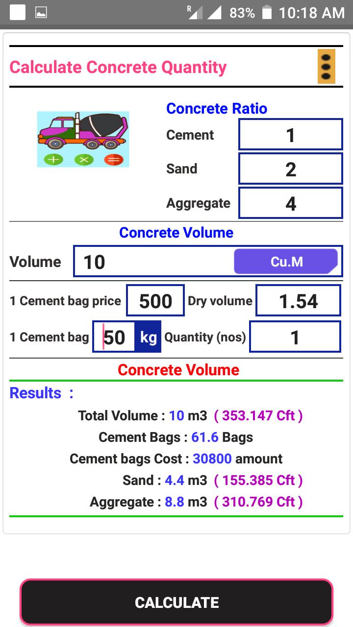 Concrete Calculator for Android - APK Download