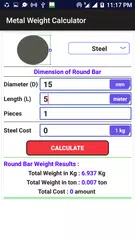Descargar APK de Metal Weight Calculator (Steel