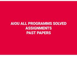 AIOU ALL PROGRAMMS SOLVED ASSIGNMENTS PAST PAPERS Plakat