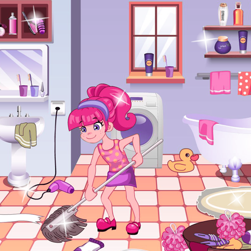 家庭清潔遊戲女孩