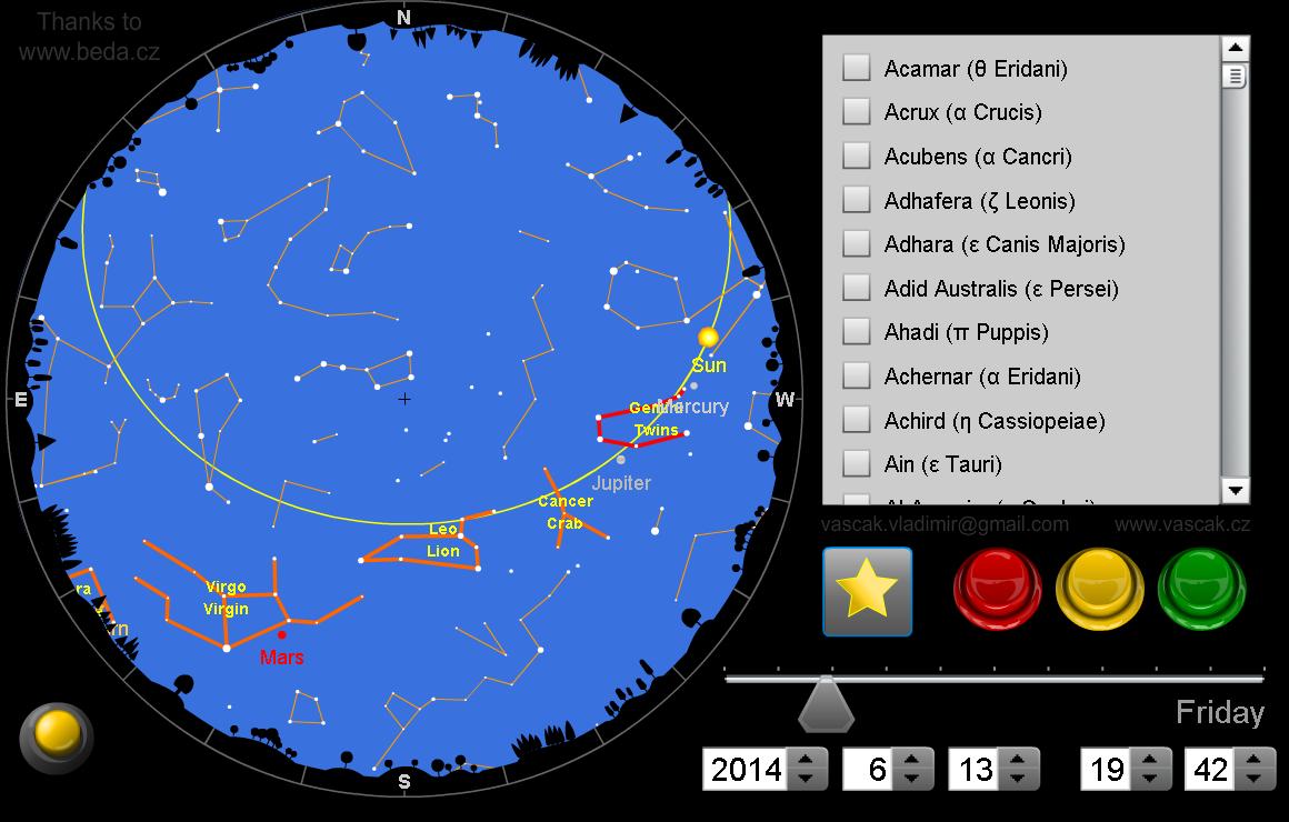 Приложение для созвездий. 88 Созвездий. Андроида Созвездие. 2. Программа Stars and Planets.