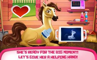 Pony and Newborn Caring Affiche