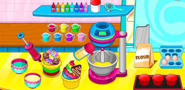 Cocinando cupcakes de arcoiris