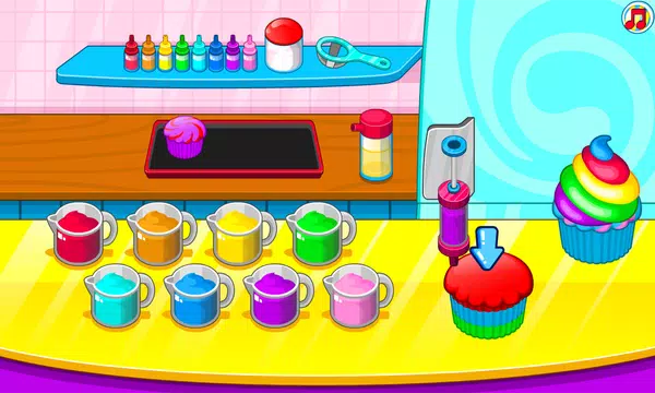 Cooking rainbow cupcakes