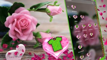 Pink Rose Love Launcher Theme capture d'écran 3