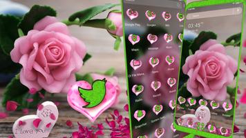 Pink Rose Love Launcher Theme Affiche