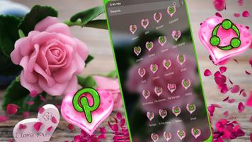 Pink Rose Love Launcher Theme capture d'écran 2