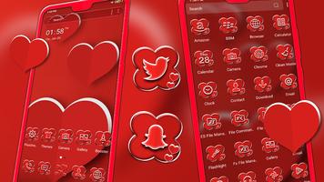 Valentine Red Heart Theme Affiche