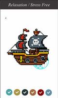 Ship Pixel Art  Number Coloring poster