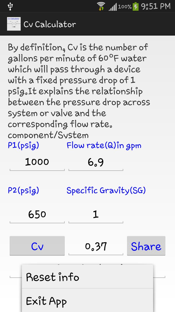Flow Coefficient -Cv Calculator(Liquids) APK for Android Download