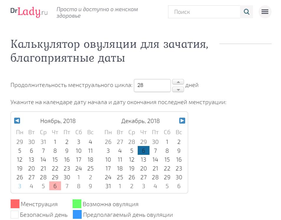 Калькулятор овуляции при нерегулярном