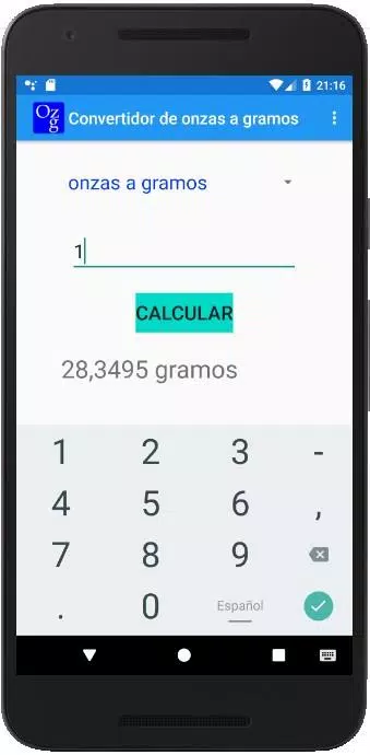 Descarga de APK de Convertidor de onzas a gramos para Android