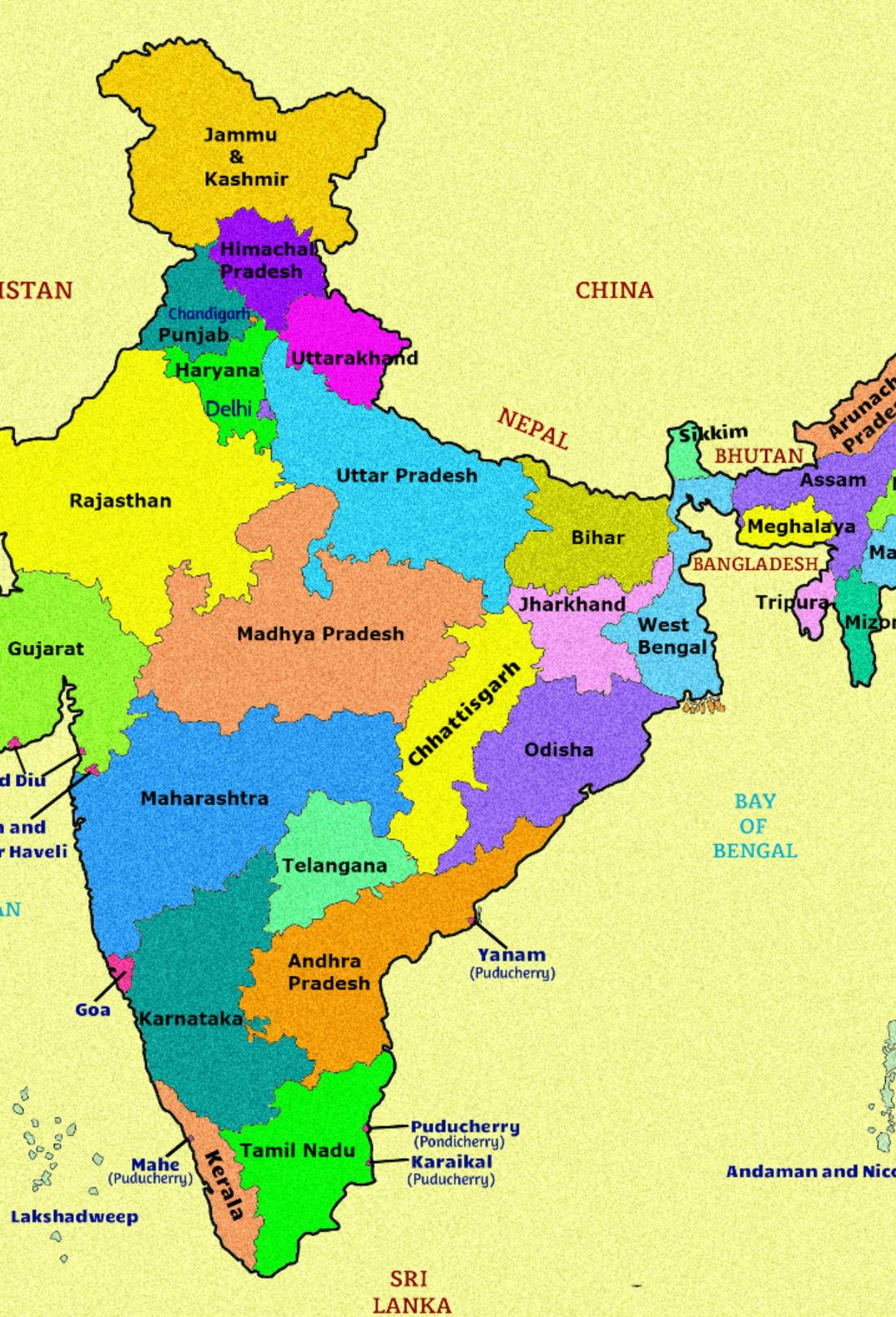 States And Cities Of India Map