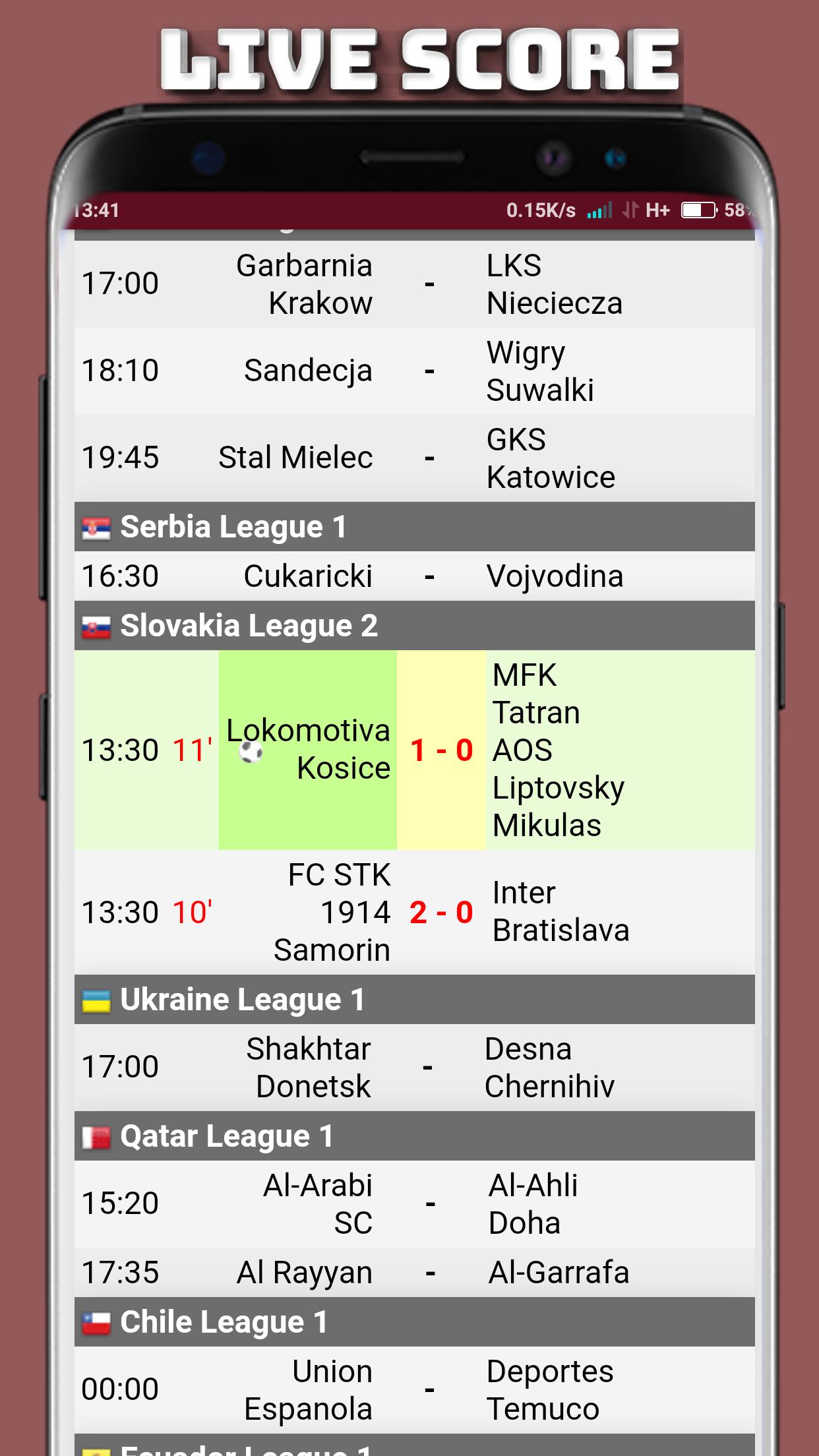 Soccer Live Scores Sport Football Match Results For Android