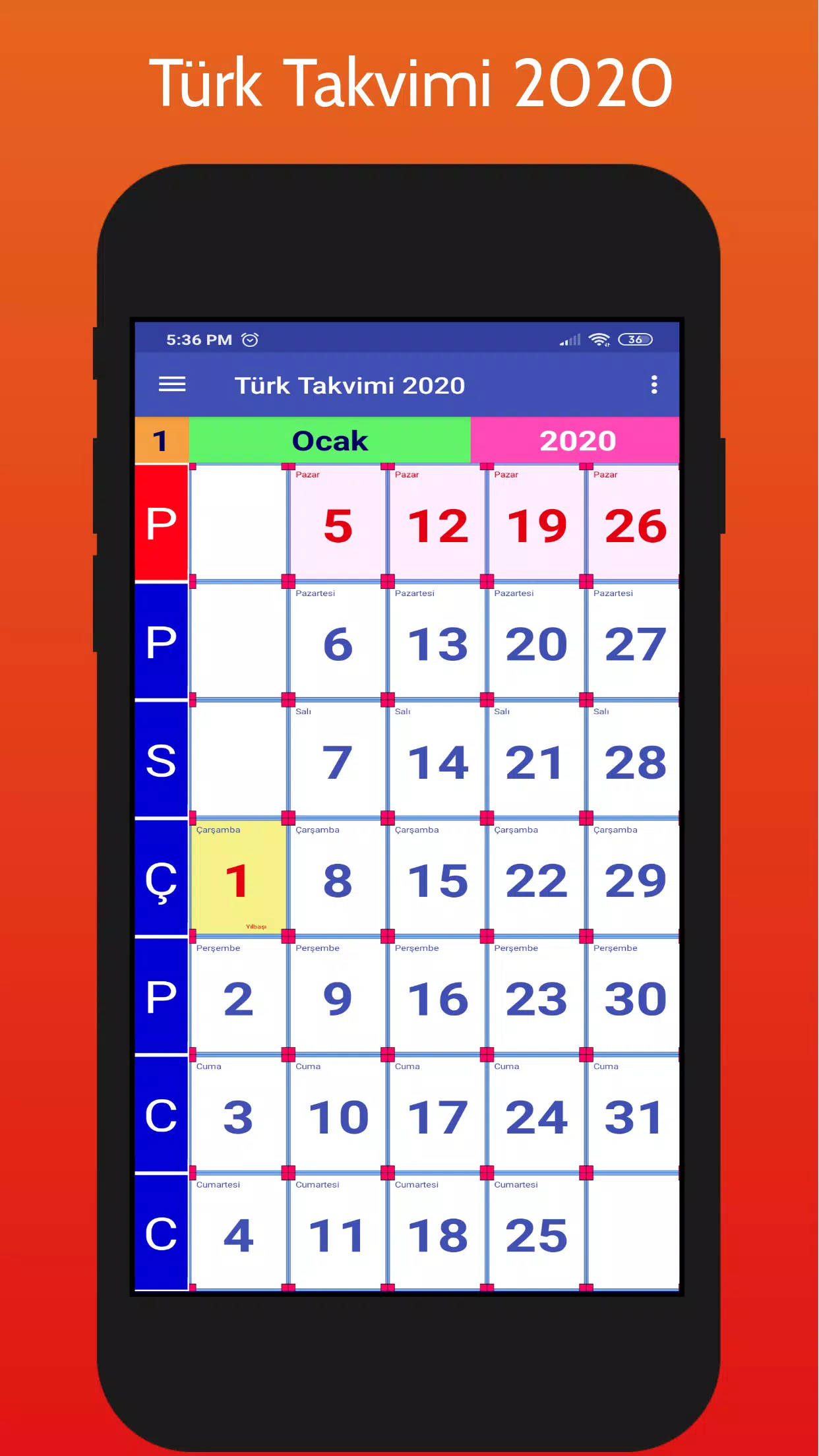 Android İndirme için Türk Takvimi 2020 APK